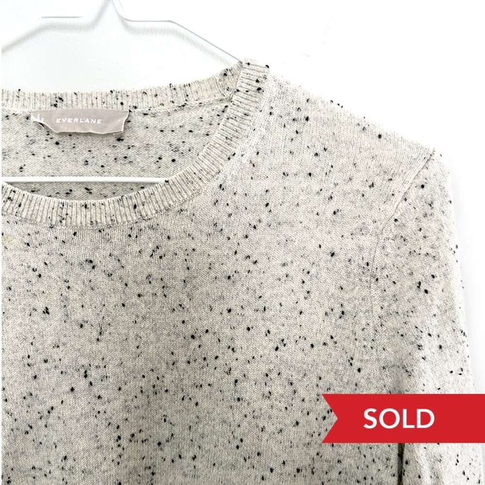 Everlane Cashmere Sweater Gray Speckled Pullover Quiet Luxury Soft Cozy Size S